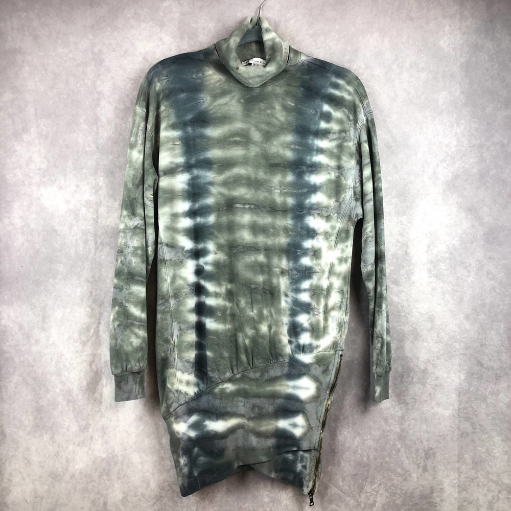 NWT YOUNG FABULOUS & BROKE Dress Womens XS Gray Blue Tie Dye Mini Turtleneck